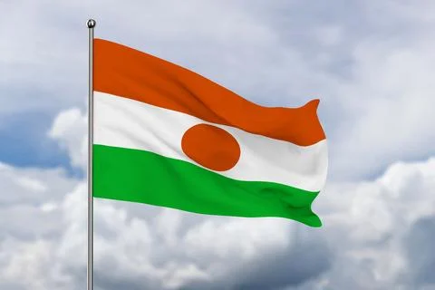 Niger flag on sky background. 3D illustration Stock Illustration