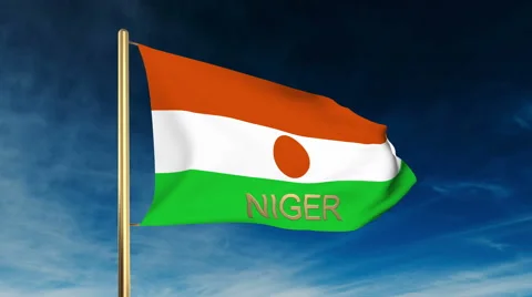 Niger flag slider style with title. Waving in the wind with cloud background 스톡 동영상 48910266