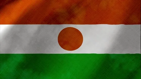 Niger flag waving background with real fabric texture Stockbeeldmateriaal 291917394