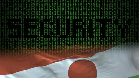 Niger flag - Waving flag on matrix binary code background Stock Footage 321422460