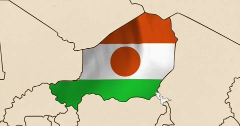 The niger flag waving inside the country on a world map Stock Footage 339033333