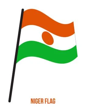 Niger Flag Waving Vector Illustration on White Background. Niger National Flag Stock Illustration
