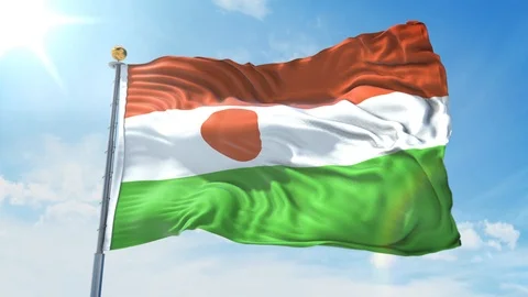 Niger flag waving in the wind against deep blue sky. National theme. Stock Footage 123984883