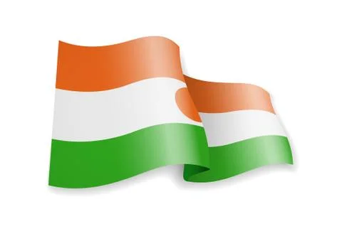 Niger flag in the wind. Flag on white. Vector illustration Stock Illustration