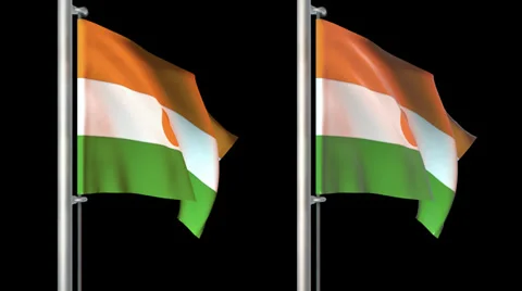 Niger flags loop pack 3 in 1 with alpha screen and loop 7sec Stock Footage 36683216