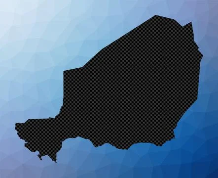 Niger geometric map. Stencil shape of Niger in low poly style. Captivating .. 스톡 일러스트