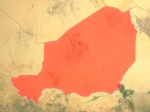 Niger highlighted on realistic map Stock Illustration