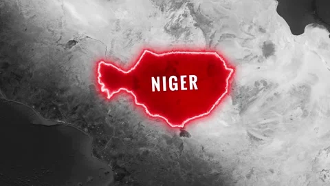 Niger highlighted on world map footage with national flag waving animation Video stock 344123808