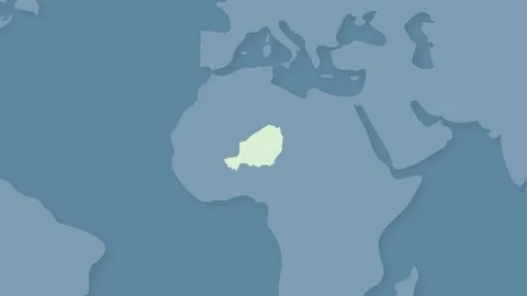 Niger Highlighted on World Map, West Africa Country Location Illustration Stock-Footage 340557489