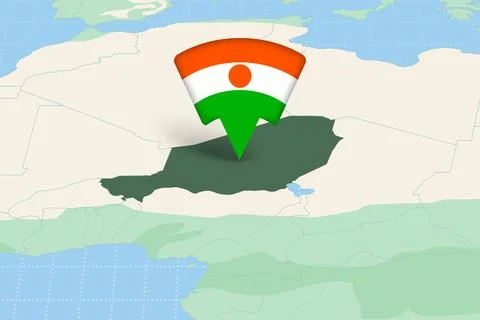 Niger Location Highlighted on African Map with Flag Icon. Illustration