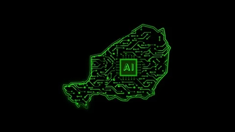 Niger Map AI Chipset Technology Opener Stock Footage 337082030