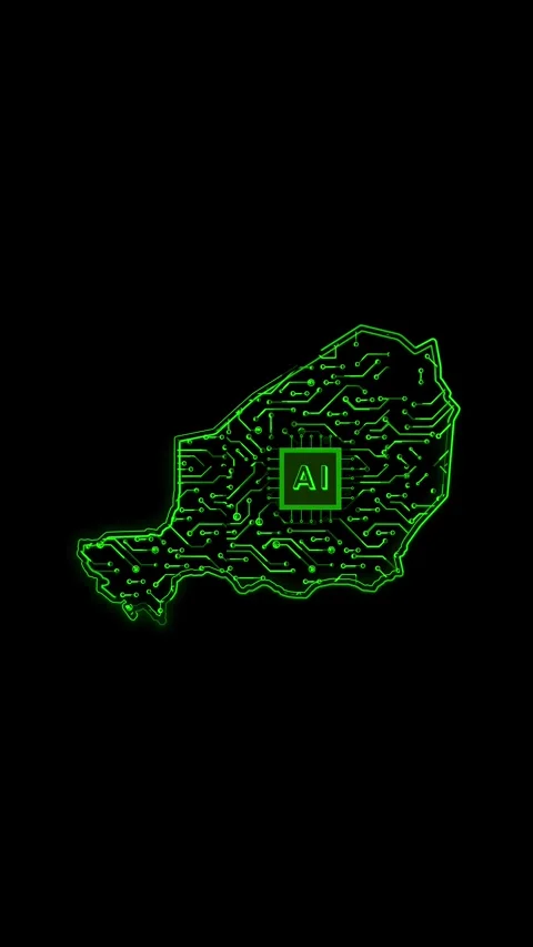Niger Map AI Chipset Technology Opener Stock Footage 337172308