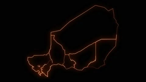 Niger map with all states or provinces glowing neon outline. Stock Footage 195469211