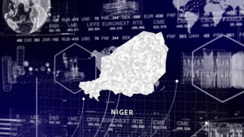 Niger Map Animation Loop | Growth, GDP, Oil Economy &amp; Development Insights Stock Footage 331564607