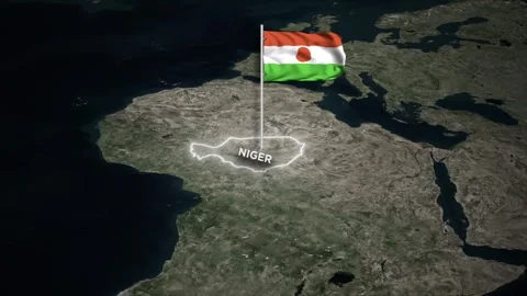 Niger Map Animation, Waving of Niger National Flag, Glowing Border on World Map Vídeos de archivo 334061725