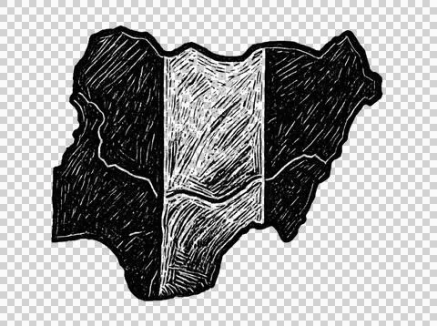 Niger map border line drawing incorporating flag circle icon. Stock Illustration