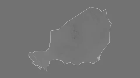 Niger map - cartoon. Border. Grayscale. | Stock Video | Pond5