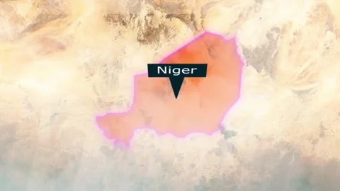 Niger Map - Clouds Effect Video stock 267386016