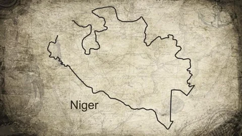 Niger map drawn on a cartography background sheet of paper Stock Footage 326413343