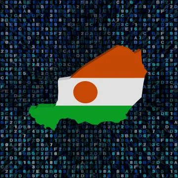 Niger map flag on hex code illustration Stock Illustration