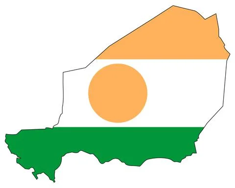 Niger map with flag - outline of a state with a national flag Illustrazione stock