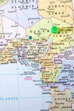 Niger map with green pin Stock Photos
