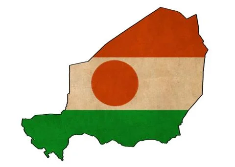 Niger map on niger  flag drawing ,grunge and retro flag series Stock Illustration