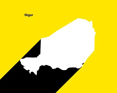 Niger Map on retro poster with long shadow Stock Illustration
