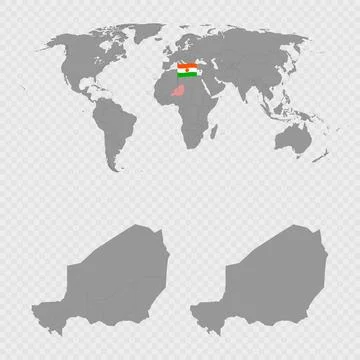 Niger Map Set with World Location. Stock Illustration