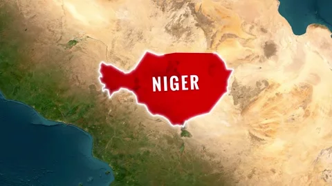 Niger map showing national borders and flag animation video Video stock 344123315
