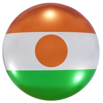 Niger national flag button Stock Illustration
