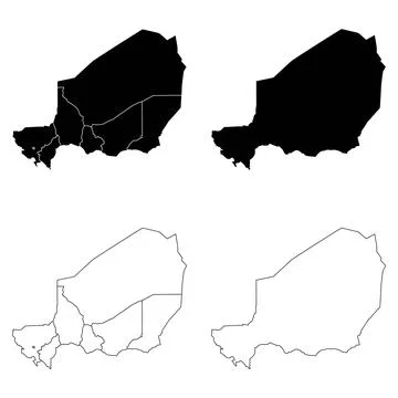 Niger Outline and Solid Fill Map Set. Stock Illustration