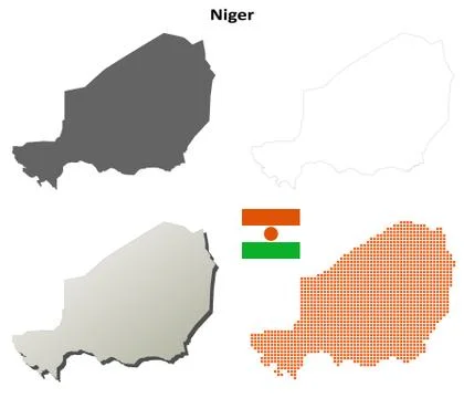 Niger outline map set Ilustração Stock
