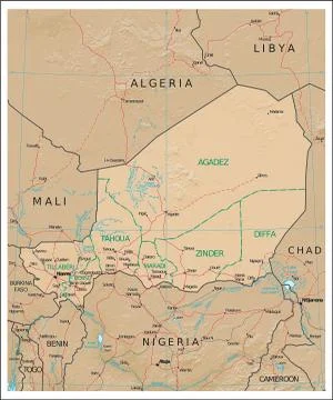 Niger physiography map Stock Illustration