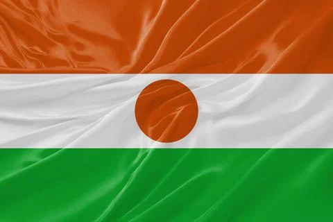 Niger Waving Flag Background with Silk Fabric Texture Stock Illustration