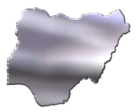 Nigeria 3D Silver Map Stock Illustration