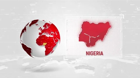 Nigeria 4K Tech Map Beside Globe On White Background. Stock Footage 340015965