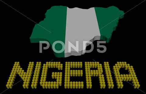 Nigeria barrel text with map flag illustration Stock Illustrationen