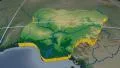 Nigeria extruded. Bumps shaded. Graticule. 4k or 4k+ Resolution