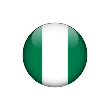 Nigeria Flag Circle Button Vector Template Stock Illustration