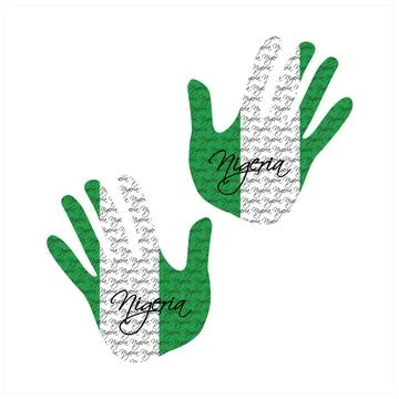 Nigeria flag hand vector Stock Illustration