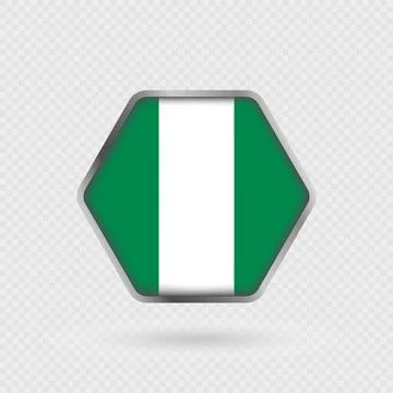 Nigeria flag in a hexagon frame. Stock Illustration