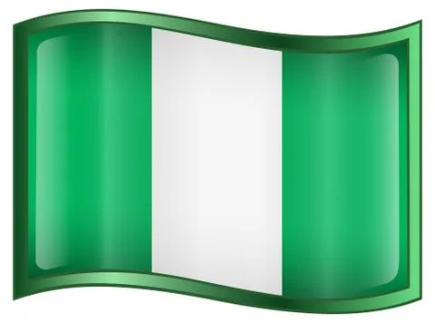 Nigeria flag icon, isolated on white background. Stock Illustration