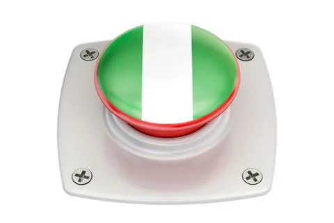 Nigeria flag push button, 3D rendering Stock Illustration