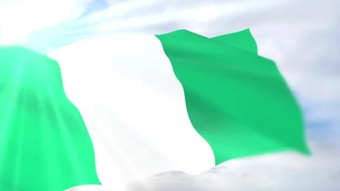 Nigeria Flag Seamless Loop 4k 60fps on Sky Background Stock Footage 340619170