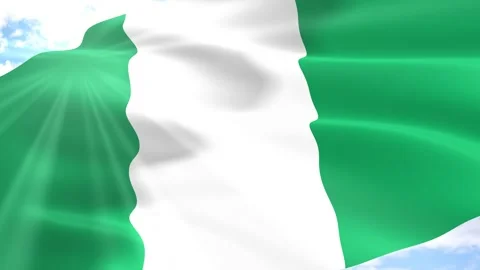 Nigeria Flag Seamless Loop 4k 60fps on Sky Background Stock Footage 341566876