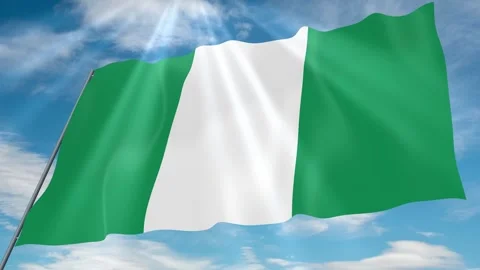 Nigeria Flag Seamless Loop 4k 60fps on Sky Background 動画素材 341762294