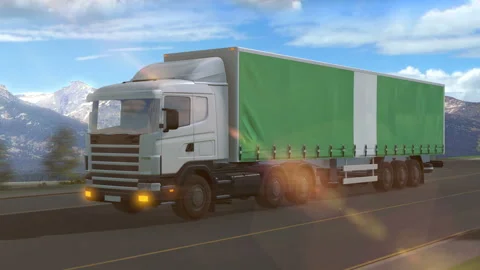Nigeria flag shown on the side of a large truck Stock Footage 122104661