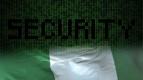 Nigeria flag - Waving flag on matrix binary code background Stock Footage 321422463