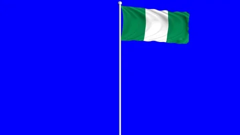 Nigeria Flag Waving Fluttering on Wind Loopable Green Blue Screen Matte Stock Footage